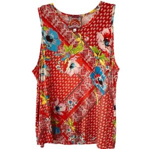 Johnny Was Red Floral Blouse